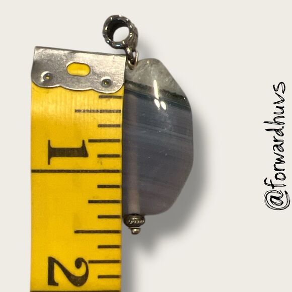 Natural Agate Stone Pendant – Polished Finish, Gradient Bands, Metal Bail - Picture 8 of 9